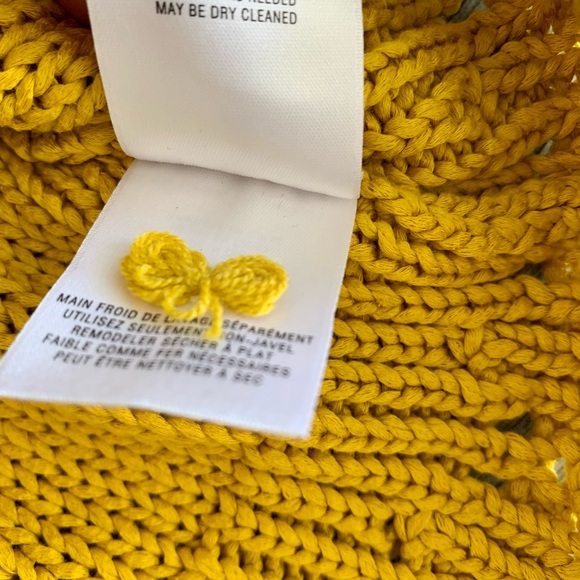 Anthropologie Sweater Size M P Marigold Yellow Cotton Off Shoulder Wide Neck - Picture 5 of 15